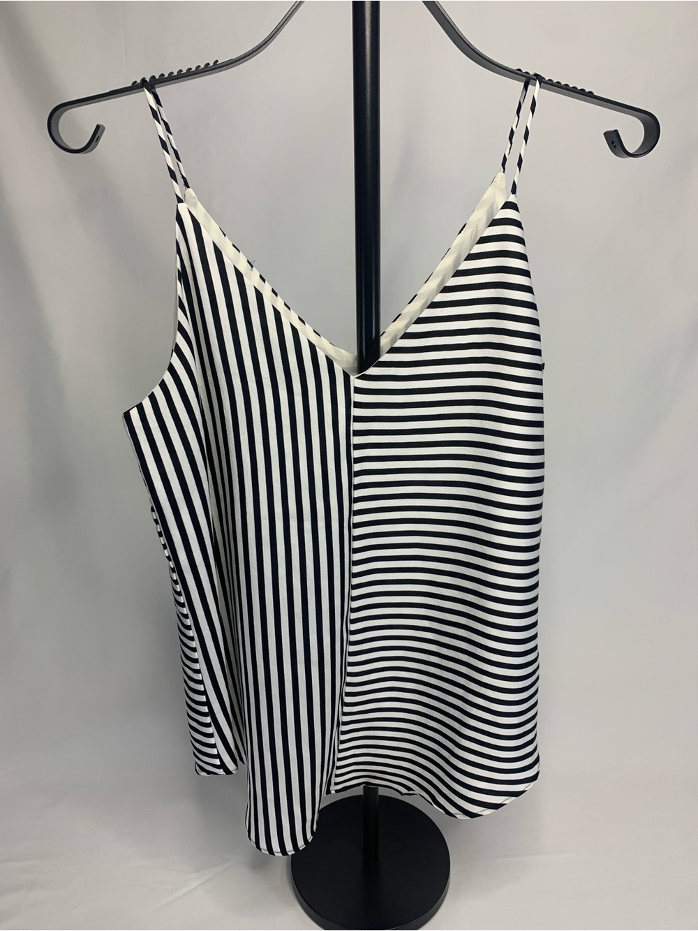 Express Black and White Striped V-Neck Cami